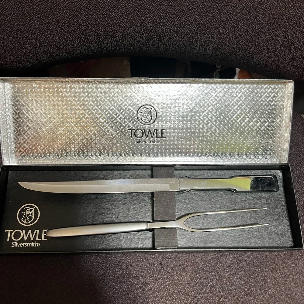 Vintage Towle Silversmiths Stainless Steel Carving Set